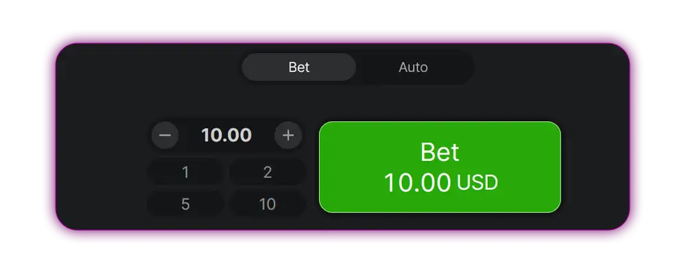 Betting panel Aviator