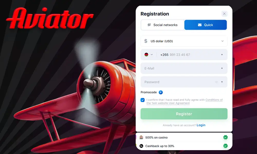 Registering an account at a casino